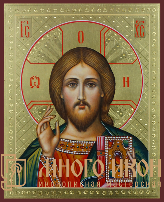 Рукописная икона дорожная Господь Вседержитель № 6