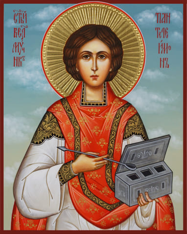 Рукописная икона Святой Великомученик Пантелеимон Целитель №2