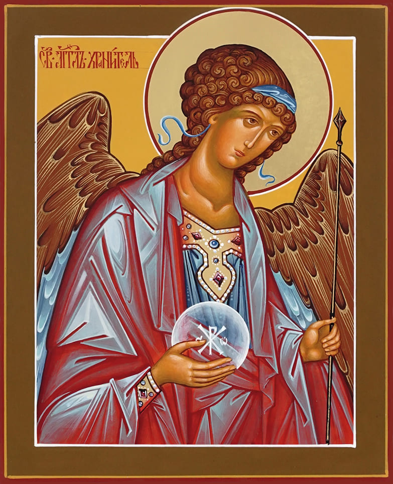 Рукописная икона дорожная Ангел Хранитель