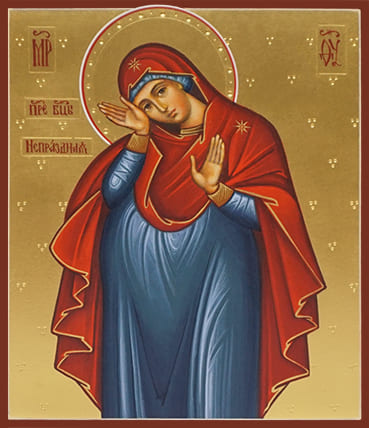 Рукописная икона Богоматерь Непраздная