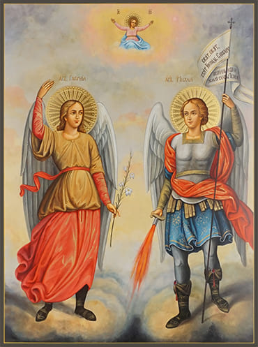 Рукописная икона Михаил и Гавриил Архангелы