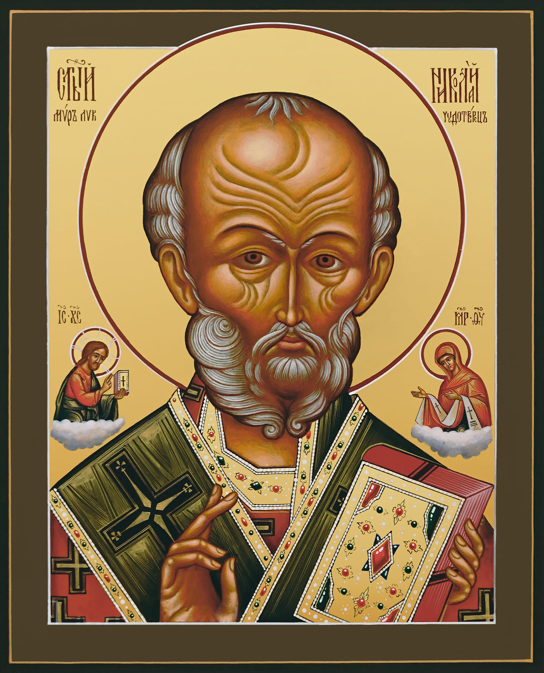 Рукописная икона Святой Николай Чудотворец № 5