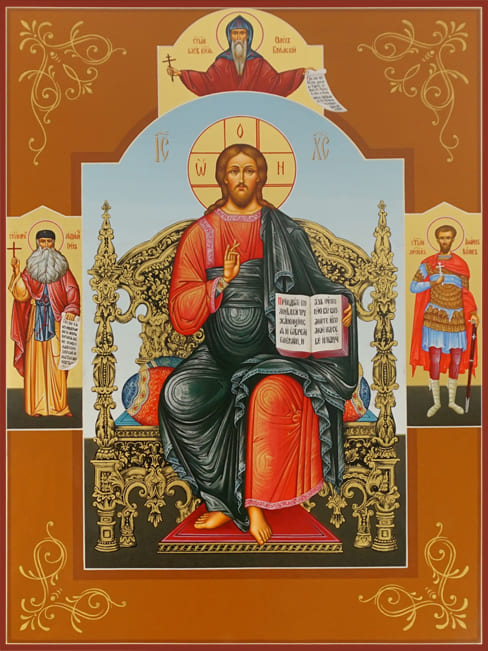 Рукописная Икона Спас на Престоле №2