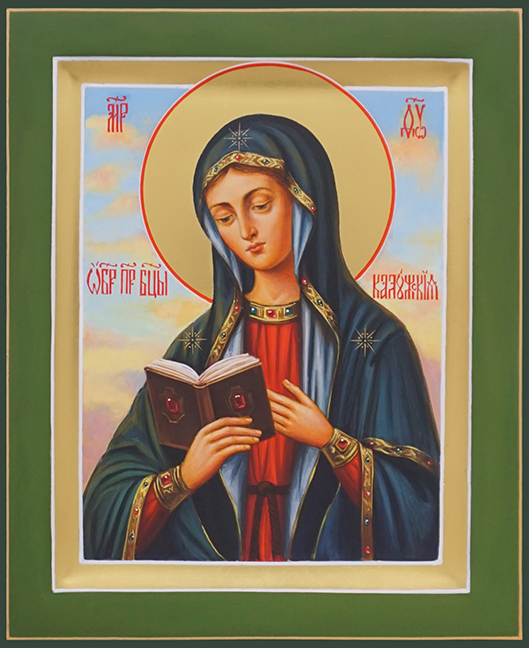 Рукописная икона Богоматерь Калужская