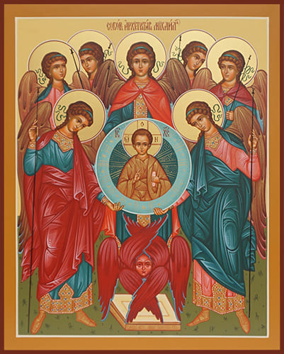Рукописная икона Собор Архангела Михаила