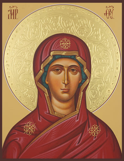 Рукописная икона дорожная Пресвятая Богородица