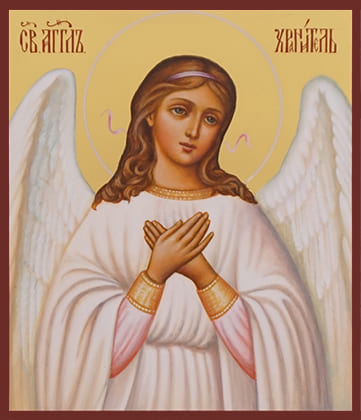 Рукописная икона дорожная Ангел Хранитель №2