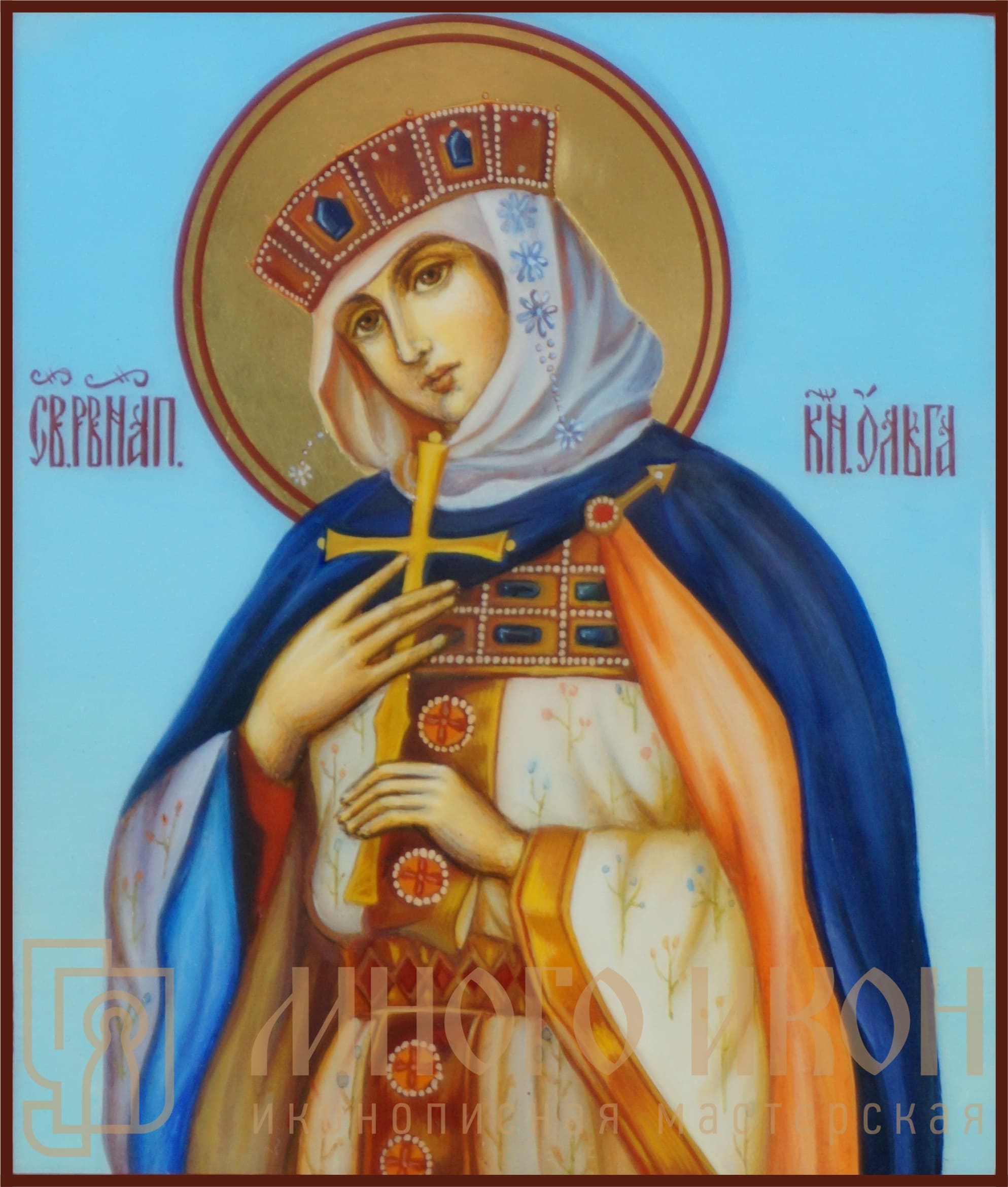 Рукописная икона Святая равноапостольная княгиня Ольга № 3