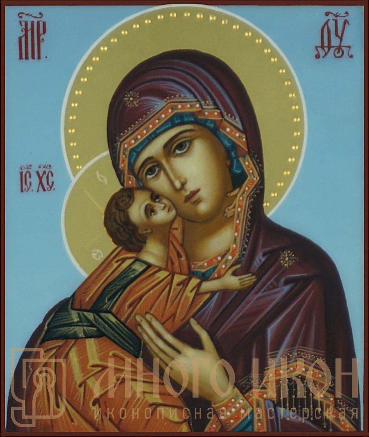 Рукописная икона Богоматерь Владимирская-Селигерская