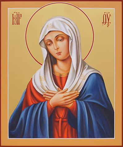 Рукописная икона Богоматерь Умиление