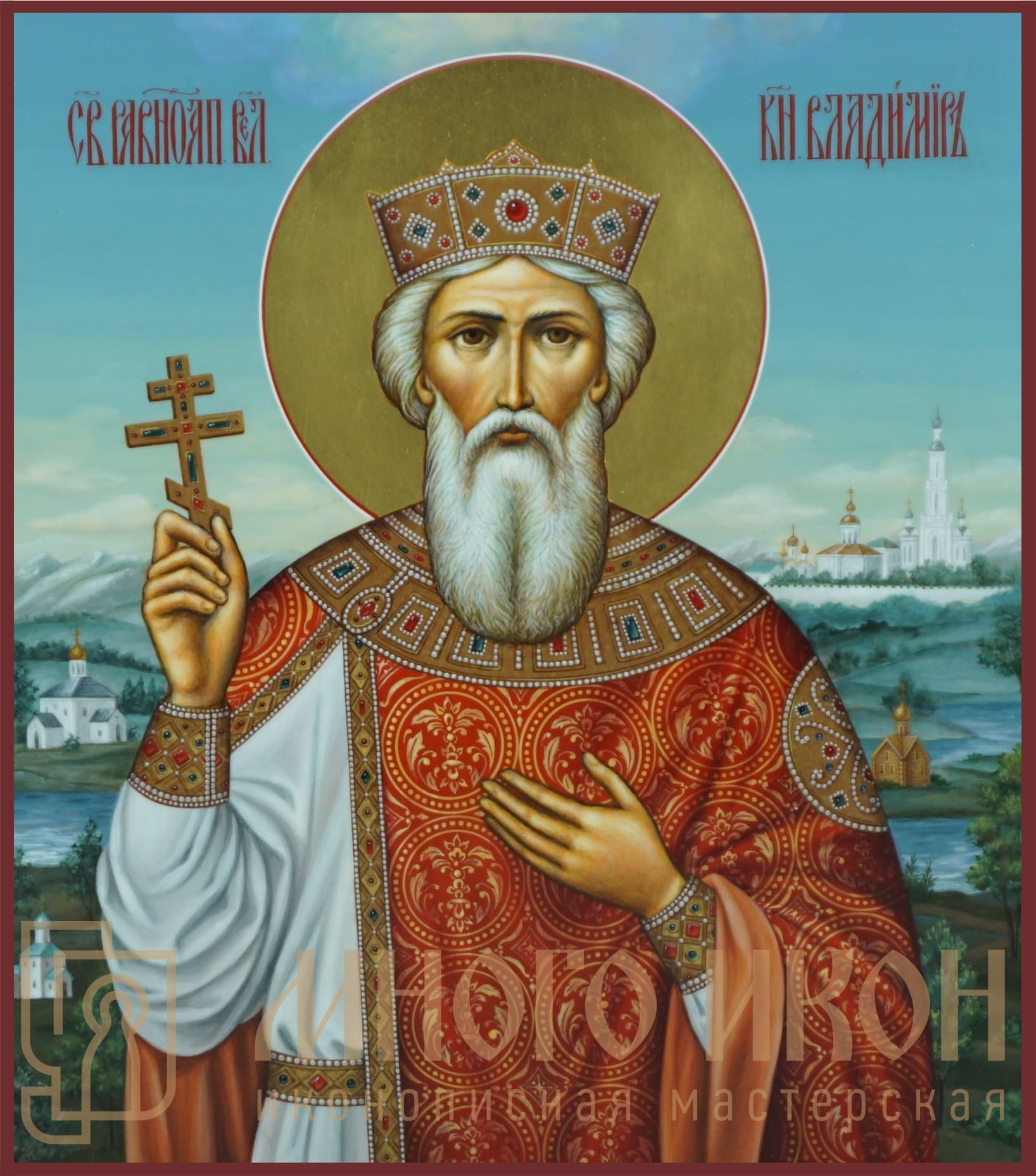 Рукописная икона Святой Равноапостольный Князь Владимир