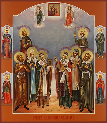 Рукописная икона Собор Казанских Святых