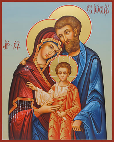 Рукописная икона Святое Семейство