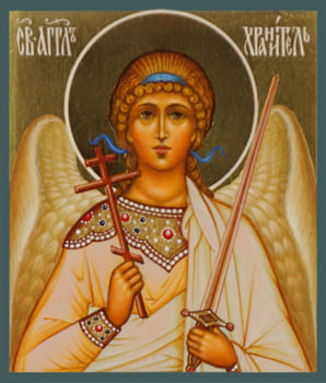 Рукописная икона дорожная Ангел Хранитель №5