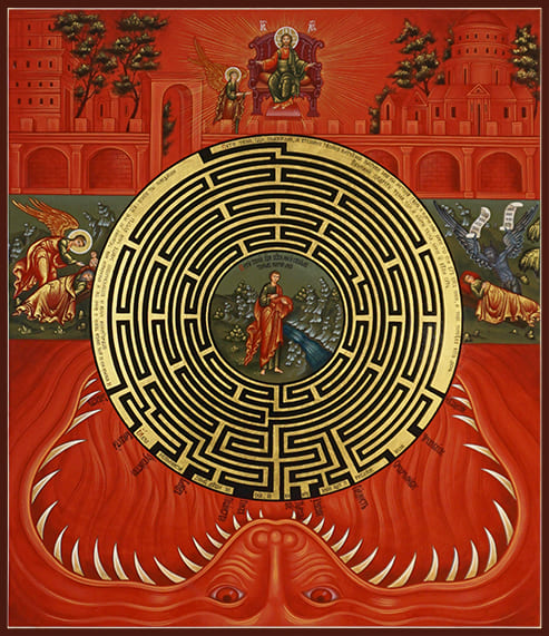 Рукописная икона Лабиринт Духовный