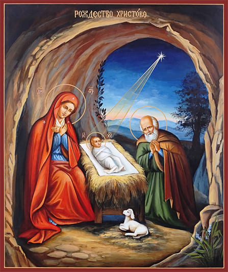 Рукописная икона Рождество Христово