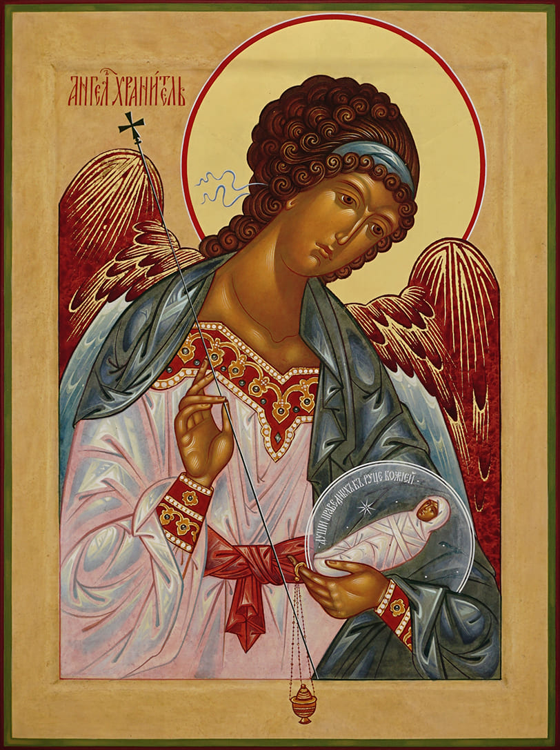 Рукописная икона Ангел Хранитель с Душой