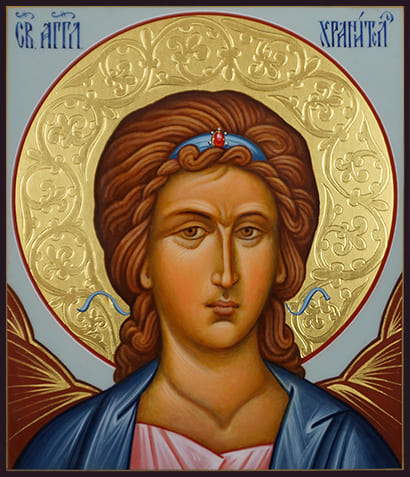 Рукописная икона дорожная Ангел Хранитель №4