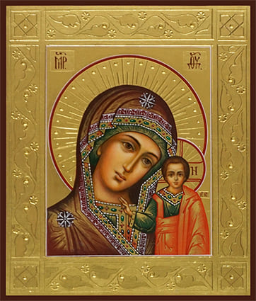 Рукописная икона Богоматерь Казанская № 3