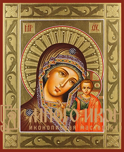 Рукописная икона Казанская Божия Матерь № 5