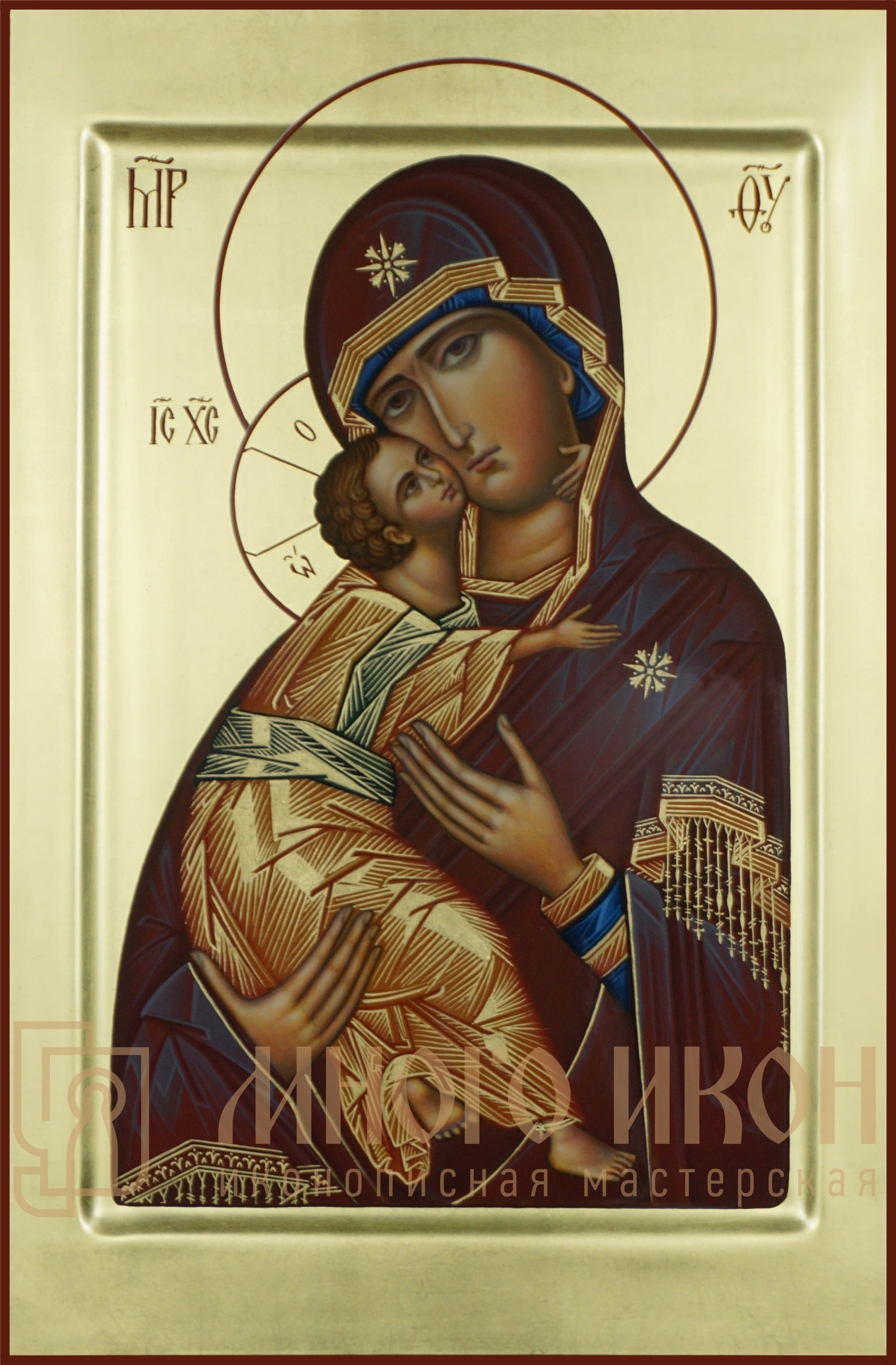 Рукописная икона Богоматерь Владимирская № 3