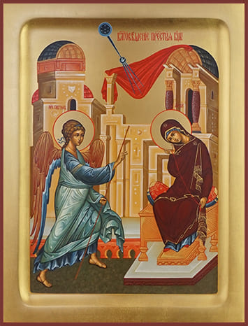  Рукописная икона Благовещение Пресвятой Богородицы № 1