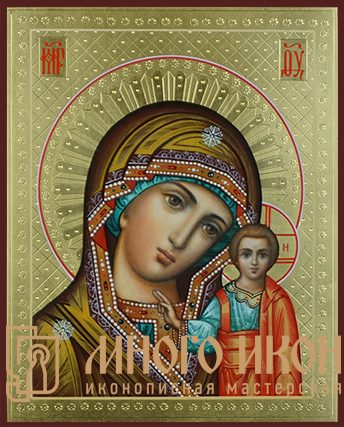 Рукописная икона Казанская Божия Матерь № 7